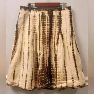 Michael Kors Brown Tie Dye 100% Linen Skirt Size 6 Petite